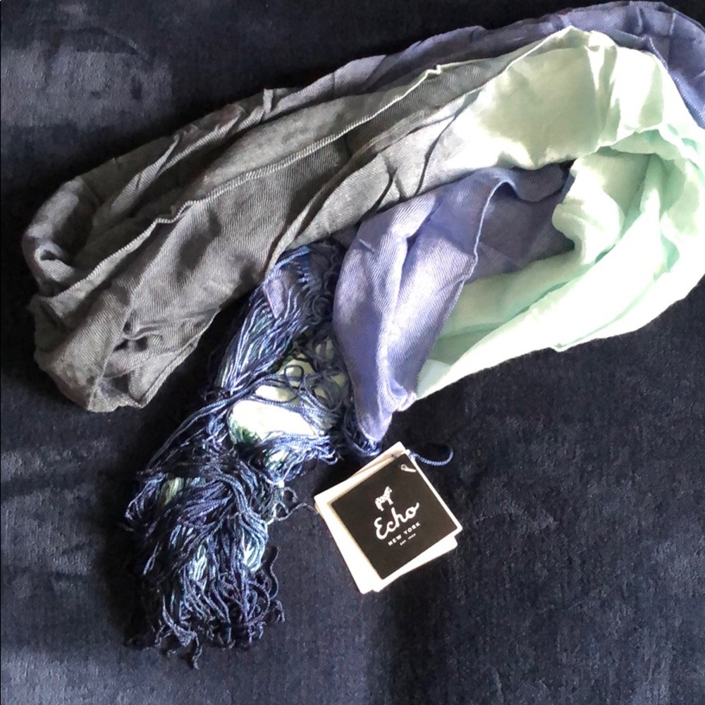 Echo New York Blue Teal Ombré Scarf NWT